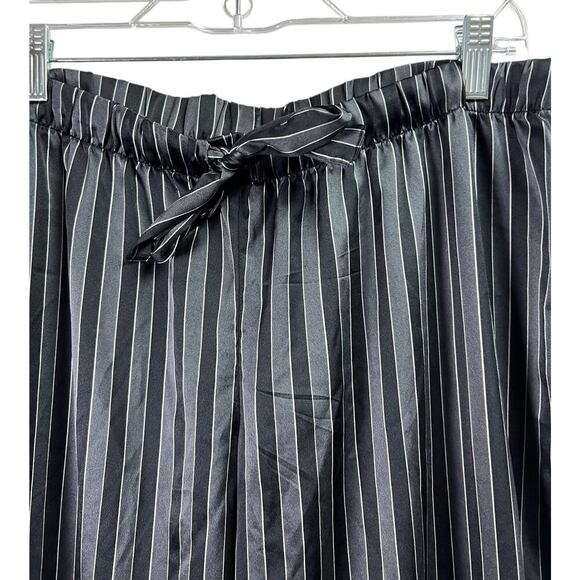 Victoria's Secret Black Gray Striped Pajama Pants Large Tie Front Elastic Waist - Picture 4 of 8